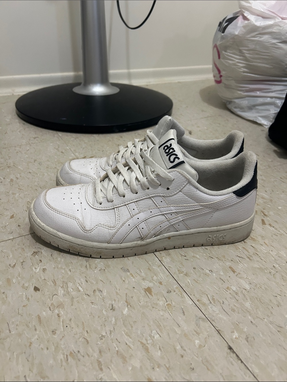 ASICS White Low-Top Sneakers with Black Heel Accent